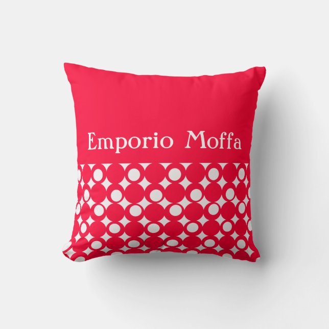 Rouge Mod Ball Design @ Emporio Moffa w/text Throw Pillow (Front)