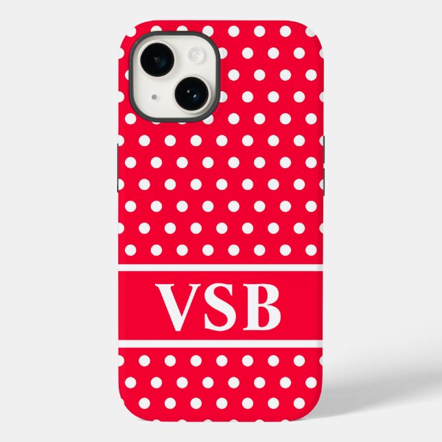 Rouge Red Polka Dots Case-Mate iPhone Case (Back)