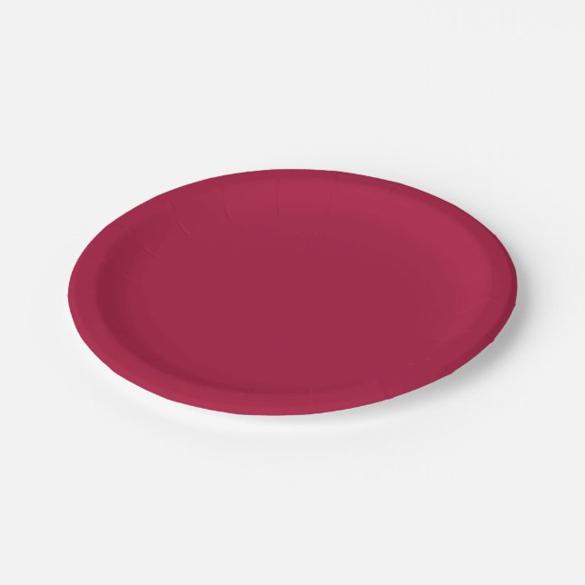 Rouge (solid color) paper plates (Angled)