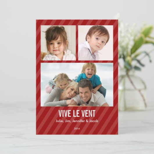 Rouge Triple carte de photo de vacances (Standing Front)