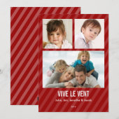 Rouge Triple carte de photo de vacances (Front/Back)