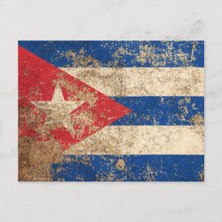 Rough Aged Vintage Cuban Flag Postcard