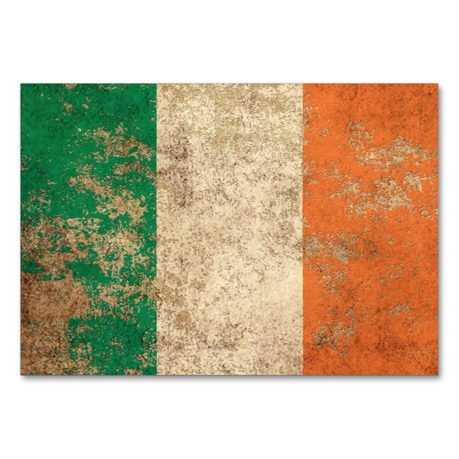 Rough Aged Vintage Irish Flag Table Number (Front)