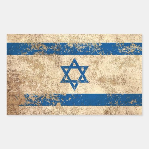 Rough Aged Vintage Israeli Flag Rectangular Sticker