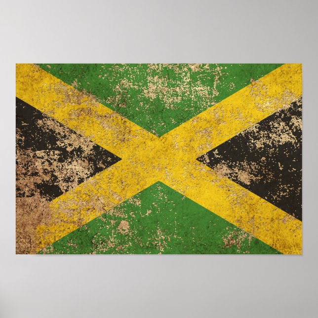 Rough Aged Vintage Jamaican Flag Poster (Front)