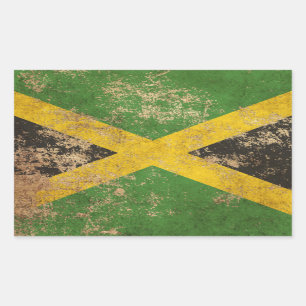 Rough Aged Vintage Jamaican Flag Rectangular Sticker