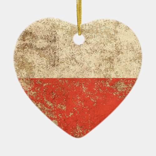 Rough Aged Vintage Polish Flag Ceramic Ornament