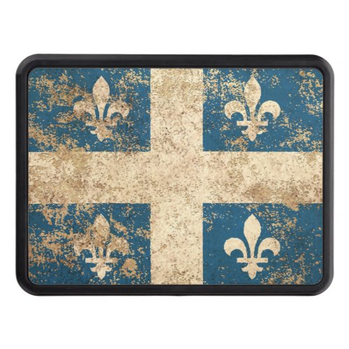 Rough Aged Vintage Quebec Flag Tow Hitch Cover