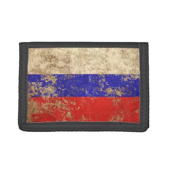 Rough Aged Vintage Russian Flag Trifold Wallet by UniqueFlags at Zazzle
