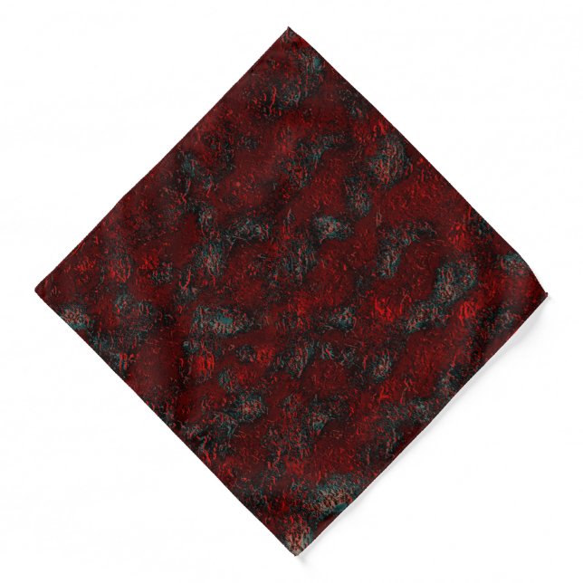Rough and bumpy red with prominent wrinkles green  bandana (Front)