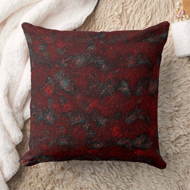 Rough and bumpy red with prominent wrinkles green  throw pillow (Blanket)