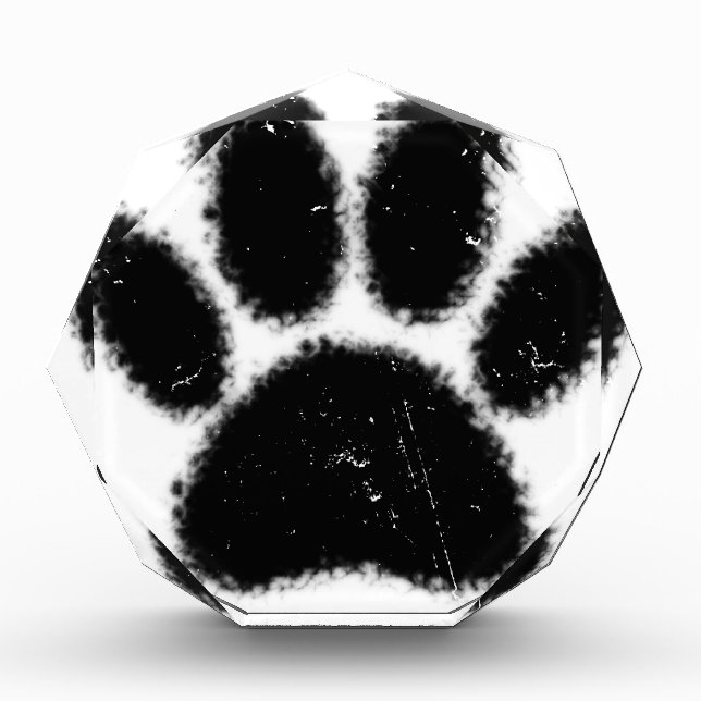 Rough And Distressed Dog Paw Print Acrylic Award (Front)