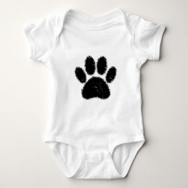 Rough And Distressed Dog Paw Print Baby Bodysuit (Front)