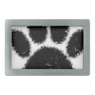 Rough And Distressed Dog Paw Print Belt Buckle