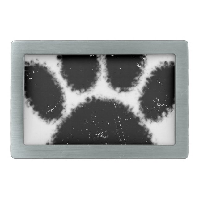Rough And Distressed Dog Paw Print Belt Buckle (Front)