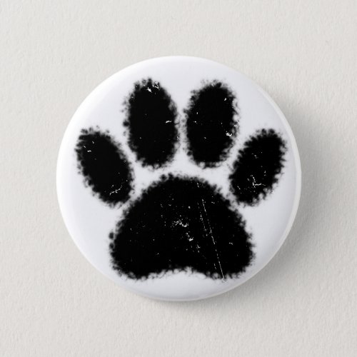 Rough And Distressed Dog Paw Print Button