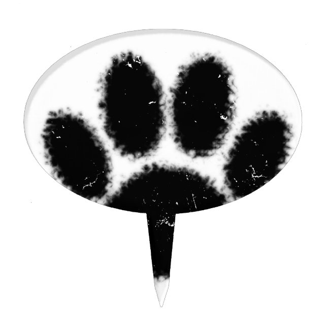 Rough And Distressed Dog Paw Print Cake Topper (Front)