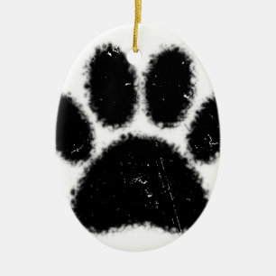Rough And Distressed Dog Paw Print Ceramic Ornament