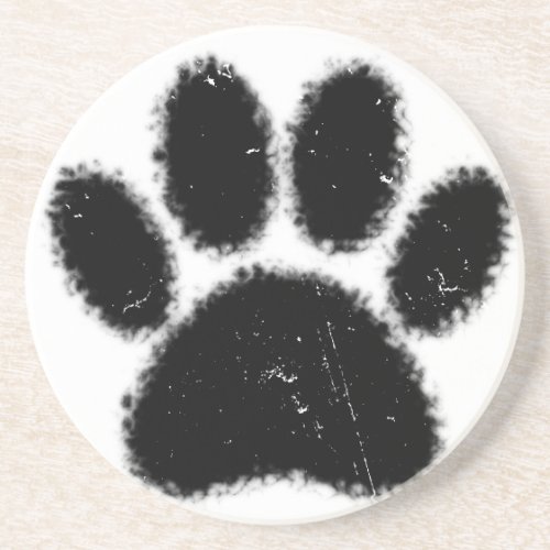 Rough And Distressed Dog Paw Print Coaster