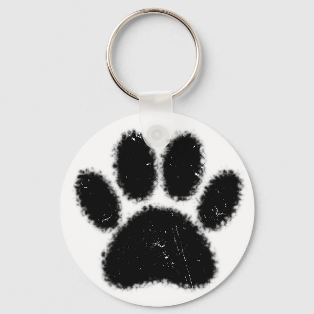 Rough And Distressed Dog Paw Print Keychain (Front)
