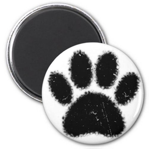 Rough And Distressed Dog Paw Print Magnet