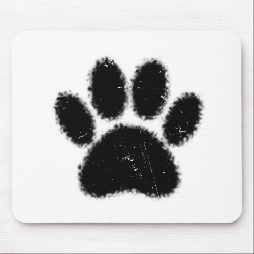 Rough And Distressed Dog Paw Print Mouse Pad