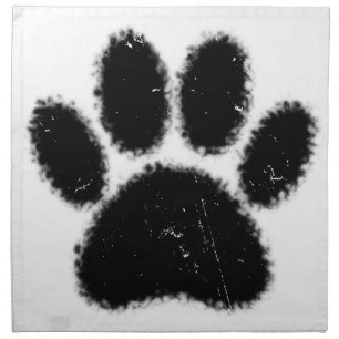 Rough And Distressed Dog Paw Print Napkin