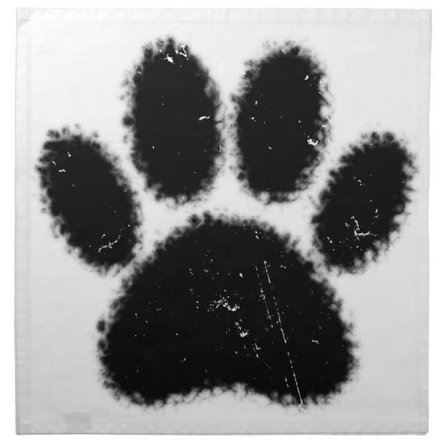 Rough And Distressed Dog Paw Print Napkin (Front)