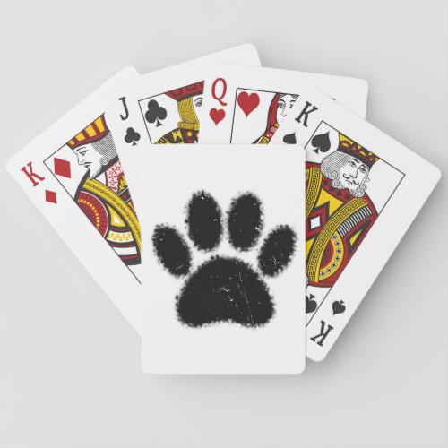 Rough And Distressed Dog Paw Print Poker Cards