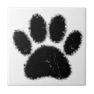 Rough And Distressed Dog Paw Print Tile
