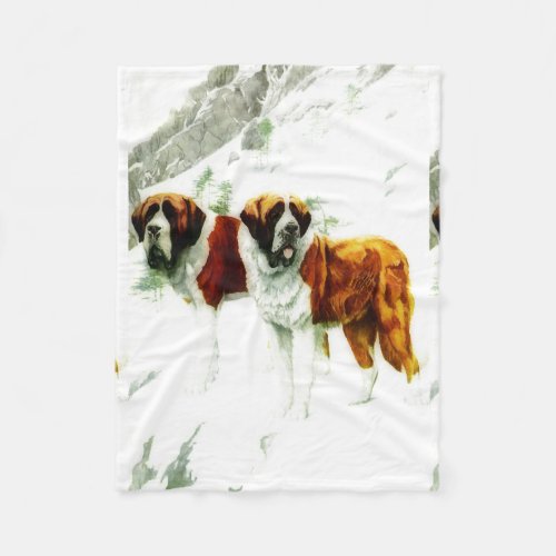 rough and smooth St Bernard _ painting Fleece Blanket