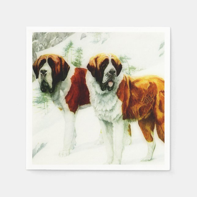 rough and smooth St Bernard - painting  Napkins (Front)