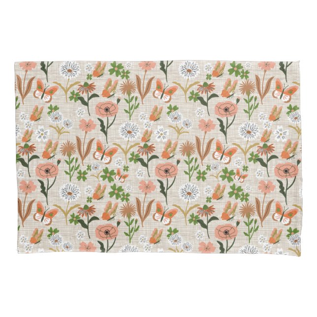 Rough Bamboo Floral Daisy Shamrocks Farmhouse Pillow Case (Front-Left)