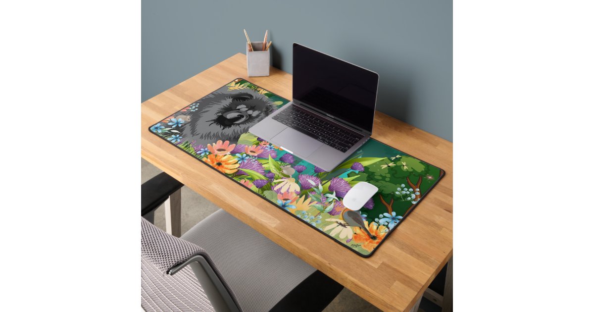 ROUGH BLACK CHOW CHOW Desk Mat | Zazzle
