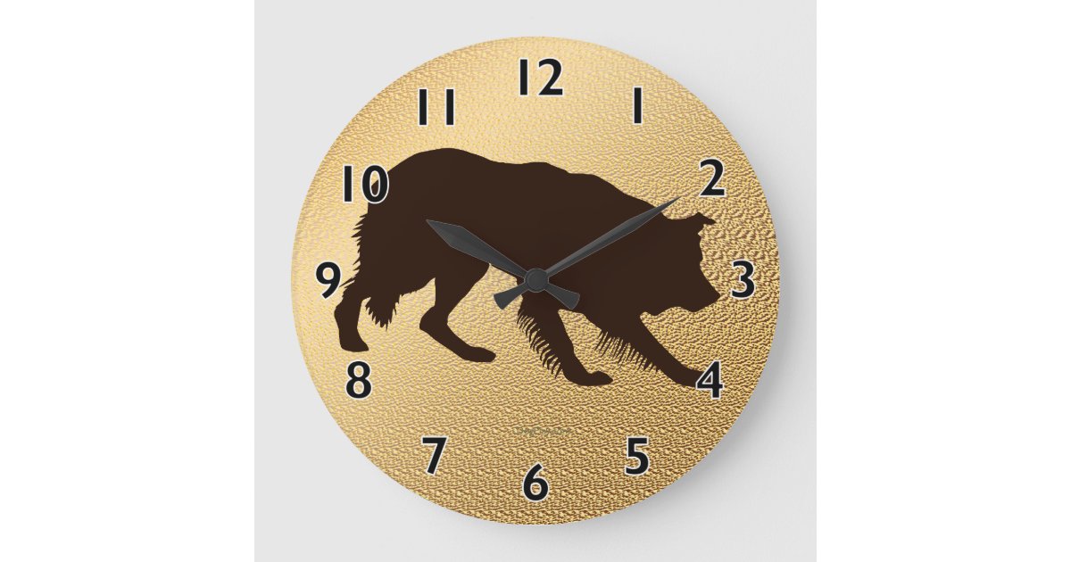 Rough Border Collie Shadow Wall Clock | Zazzle