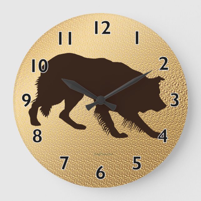 Rough Border Collie Shadow Wall Clock (Front)