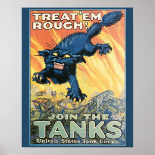 Rough Cat Tank Corps Vintage Military Poster