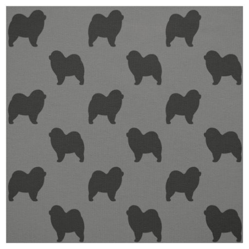 Rough Chow Chow Dog Silhouettes Patterned Fabric