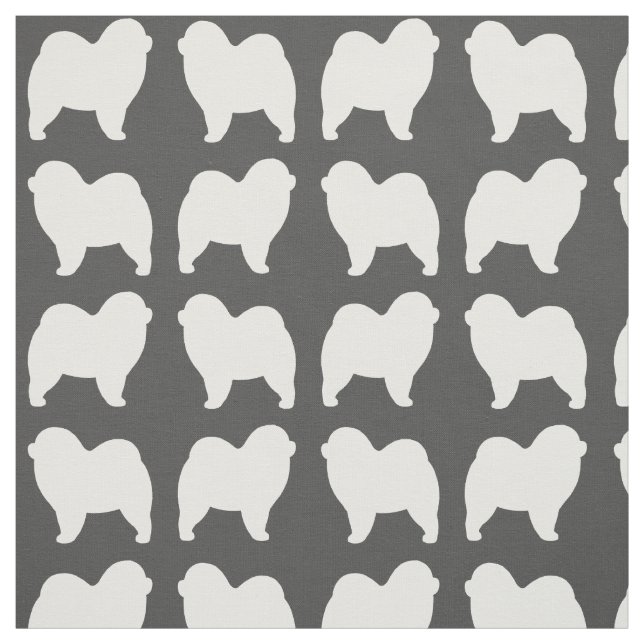 Rough Chow Chow Dog Silhouettes Patterned Fabric (Swatch)