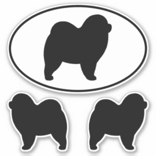 Rough Chow Chow Dog Silhouettes Vinyl Sticker Set