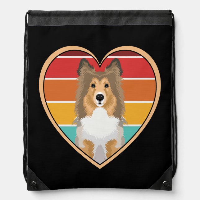 Rough Coat Collie Drawstring Bag (Front)
