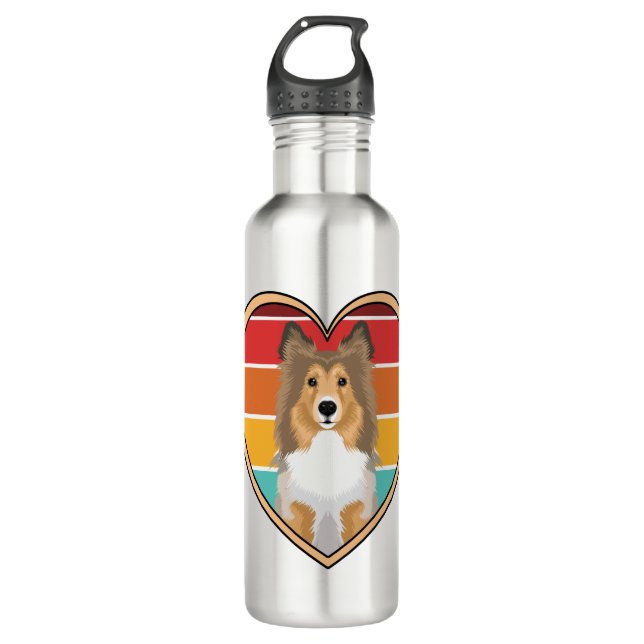 Rough Coat Collie Stainless Steel Water Bottle (Front)