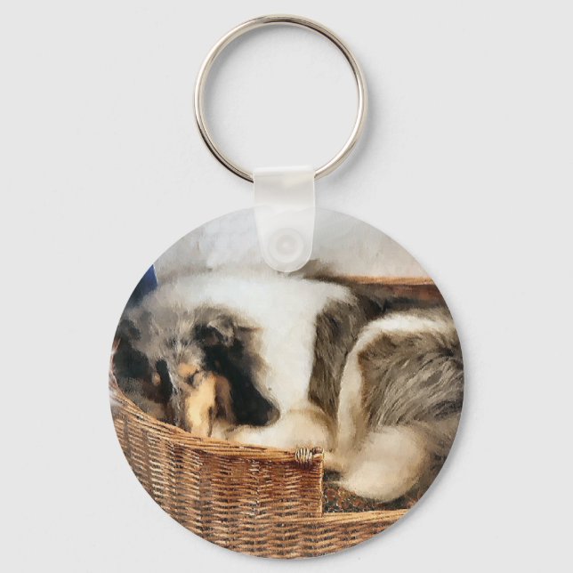 Rough Collie Art Gifts Keychain (Front)
