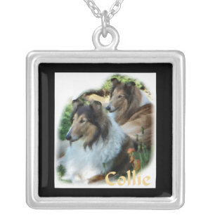 Rough Collie Art Gifts Silver Plated Necklace