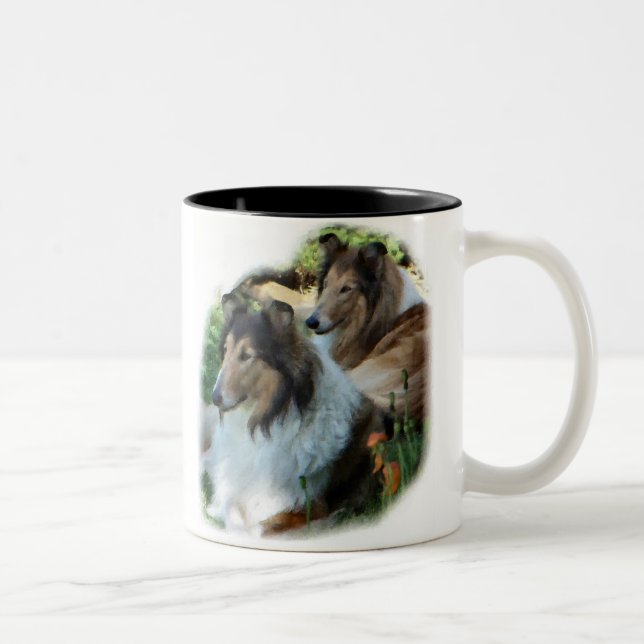 Rough Collie Art Gifts Two-Tone Coffee Mug (Right)