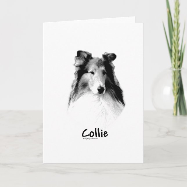 Rough Collie Charcoal Holiday Card (Front)