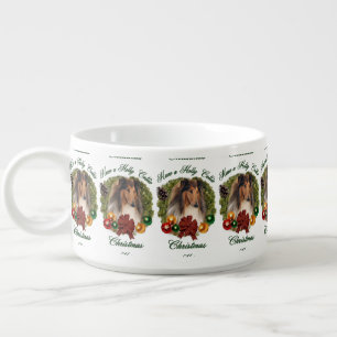 Rough Collie Christmas Bowl