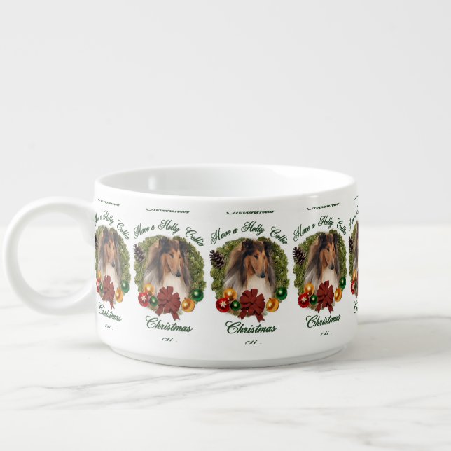 Rough Collie Christmas Bowl (Right)