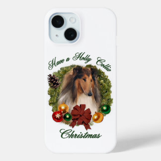 Rough Collie Christmas iPhone 15 Case