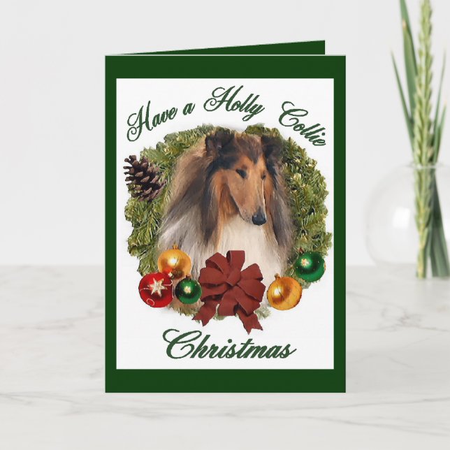 Rough Collie Christmas Gifts Holiday Card (Front)